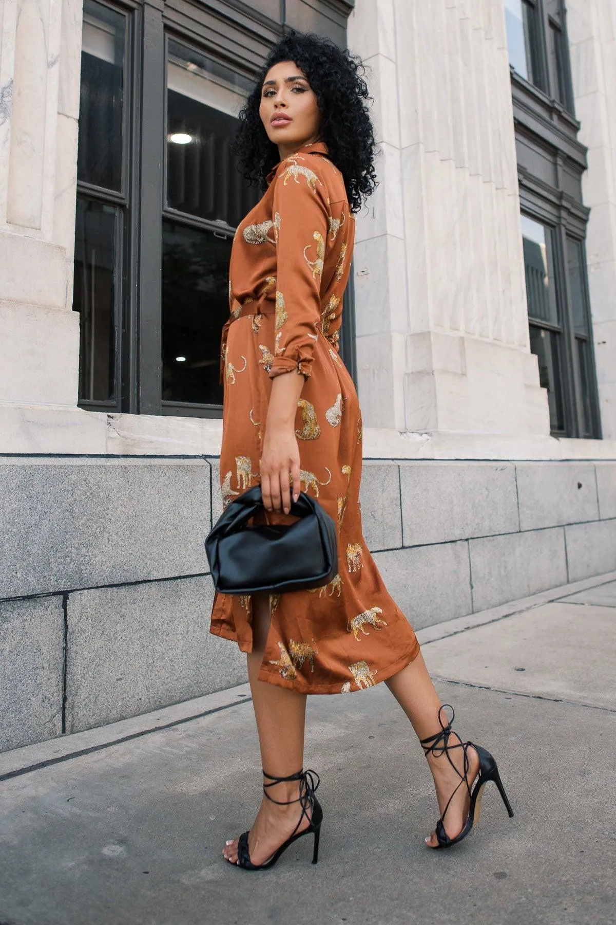 Prowl In Style Caramel Midi Dress - Final Sale