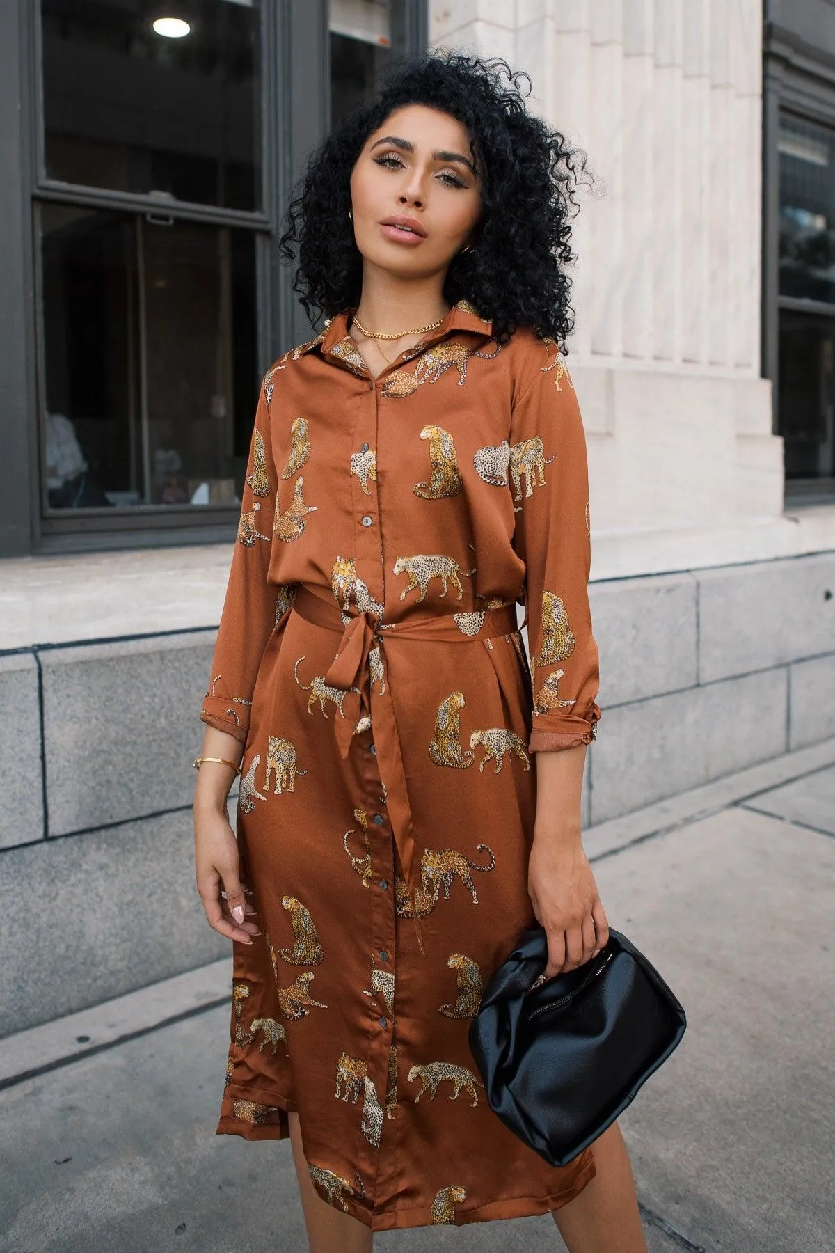 Prowl In Style Caramel Midi Dress - Final Sale