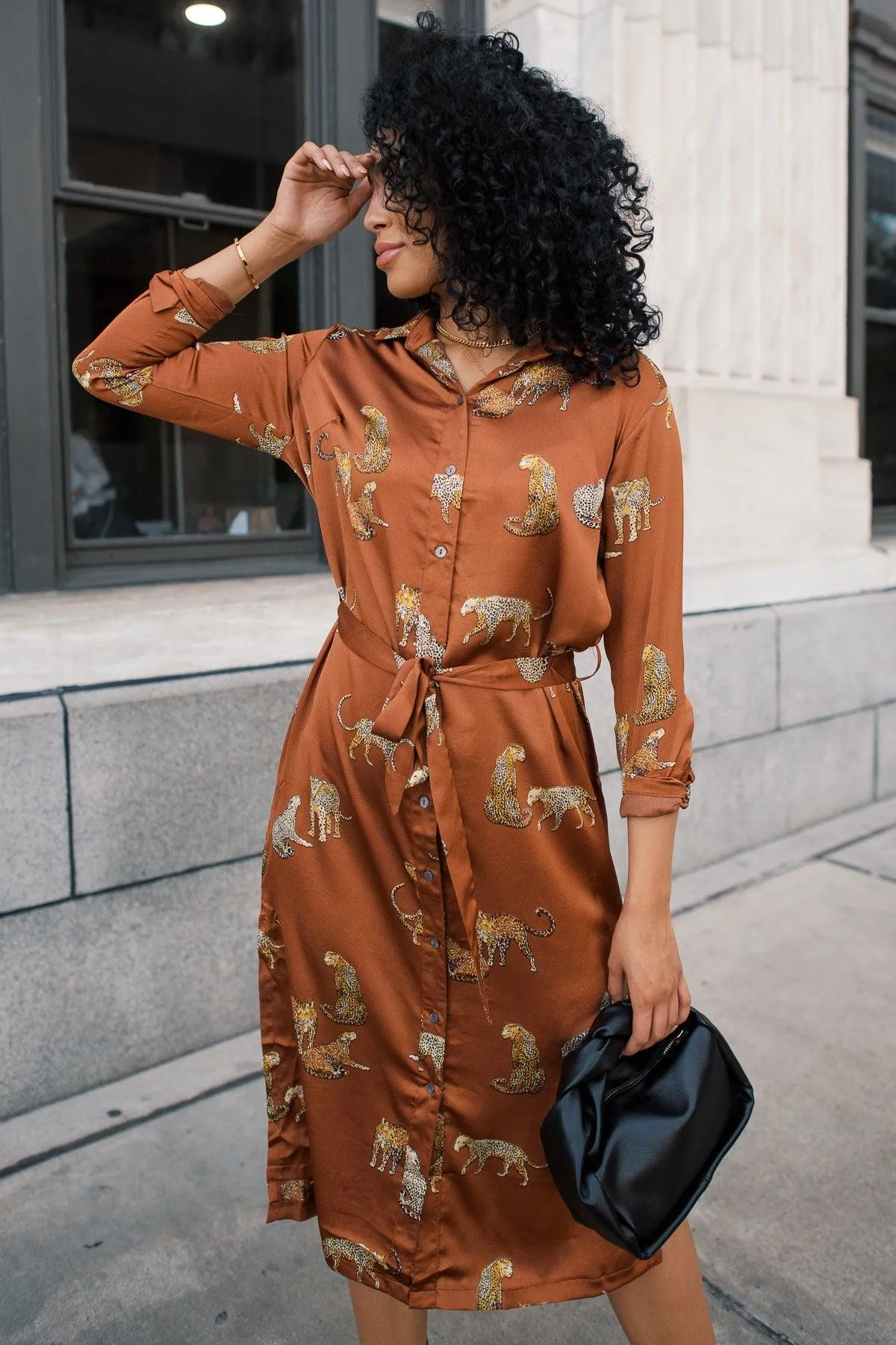 Prowl In Style Caramel Midi Dress - Final Sale