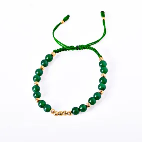 Pulsera Tejida Oro green agate