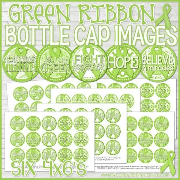 Ribbon Bottle Cap {GREEN} PRINTABLE