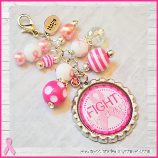 Ribbon Bottle Cap {PINK} PRINTABLE Breast Cancer Awareness