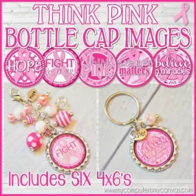 Ribbon Bottle Cap {PINK} PRINTABLE Breast Cancer Awareness