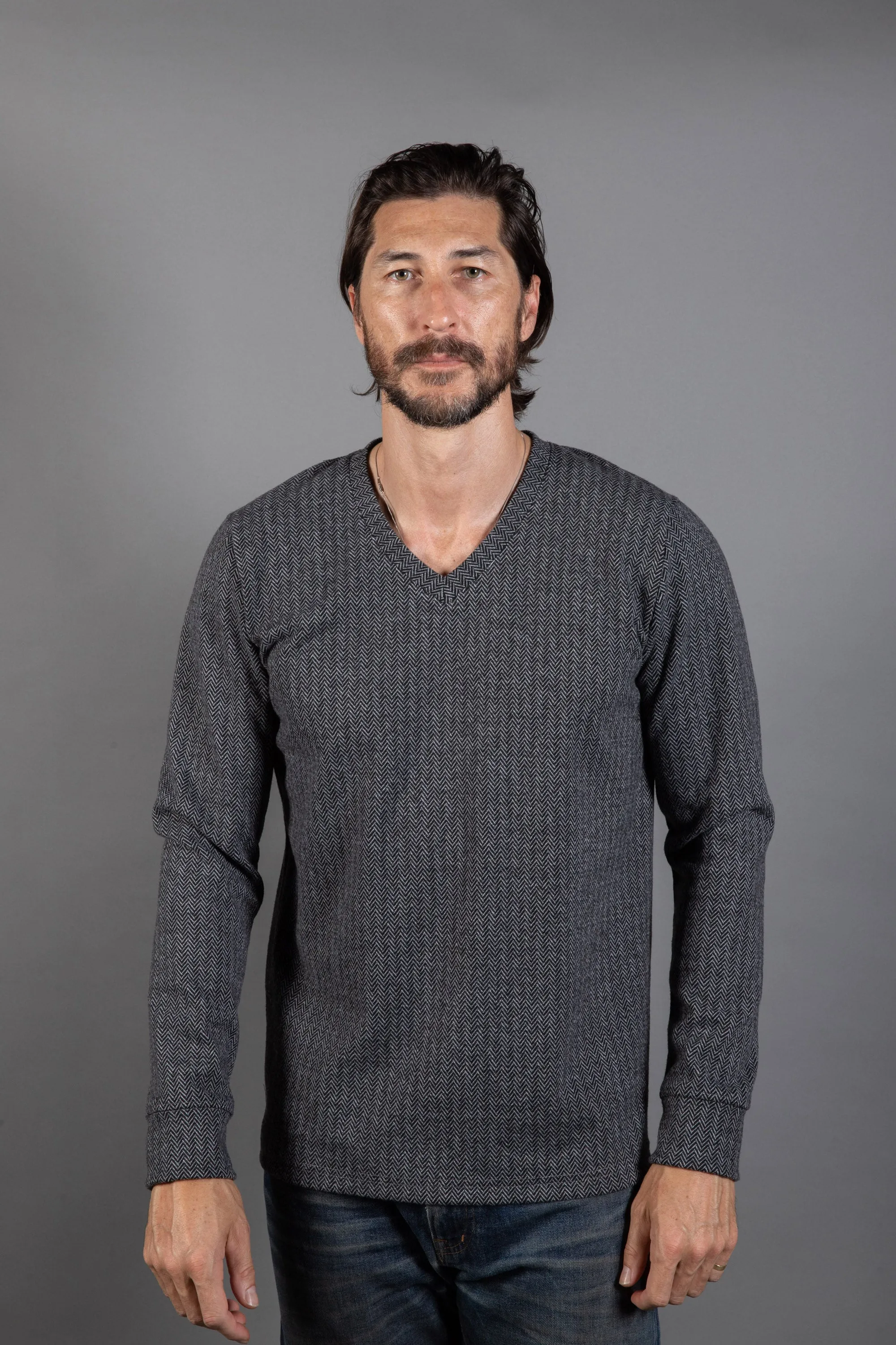 Spencer Herringbone V-Neck Sweater