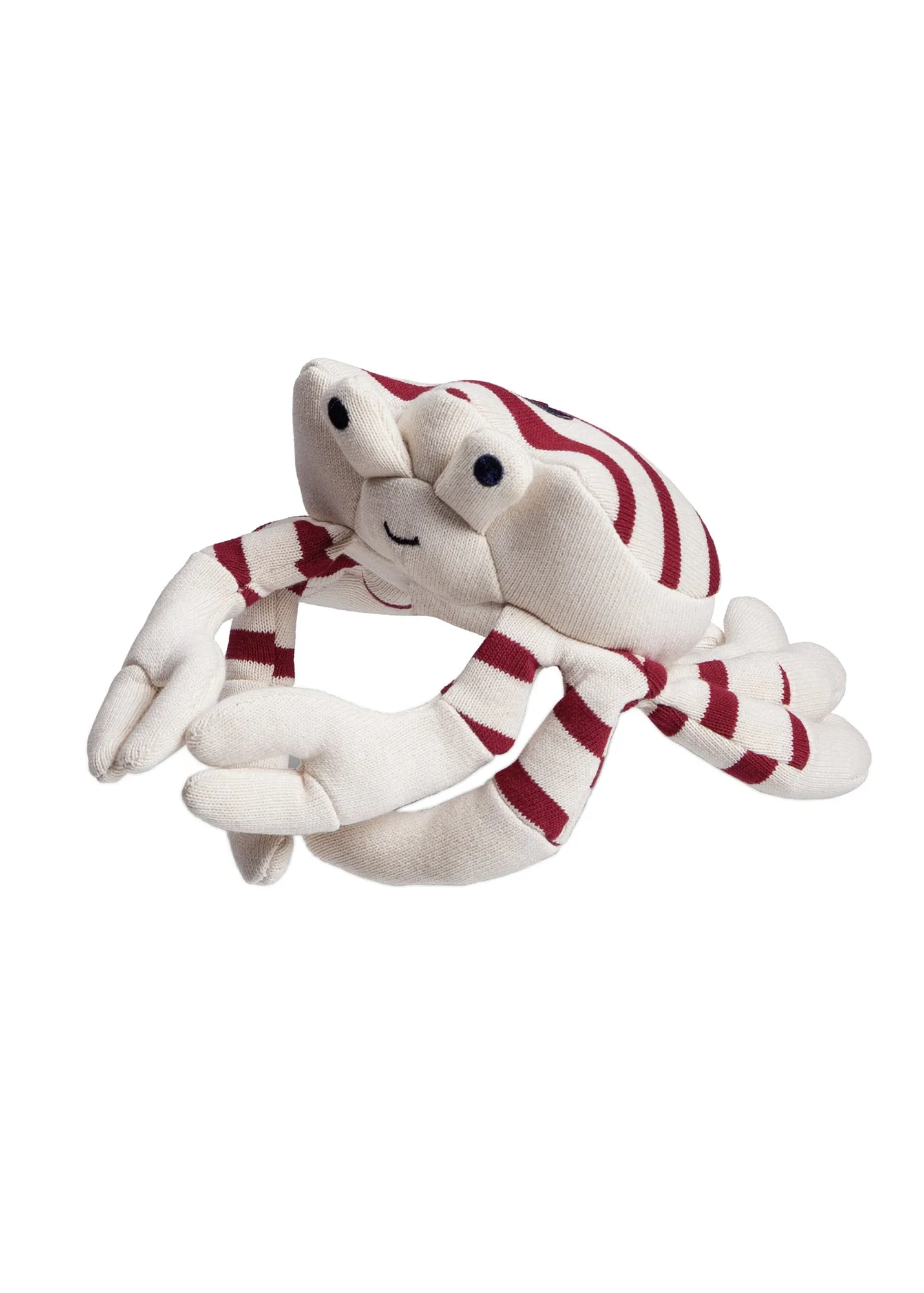 Spider crab soft toy - in striped cotton (ECRU/PERSAN)