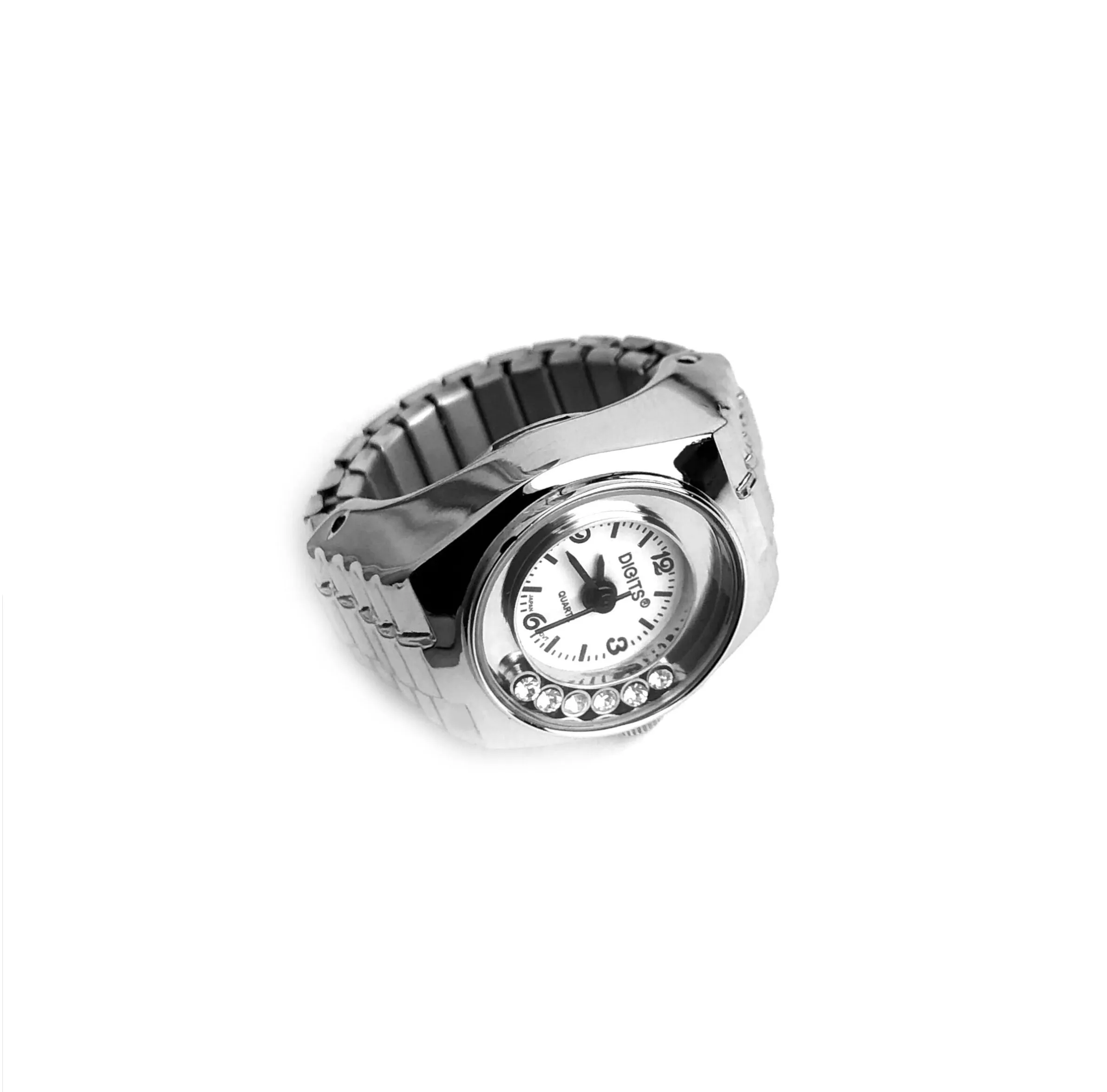 Stellar Floating Crystals Ring Watch in Silver