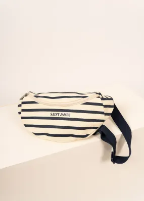 Striped fanny pack - in cotton (ECRU/MARINE)