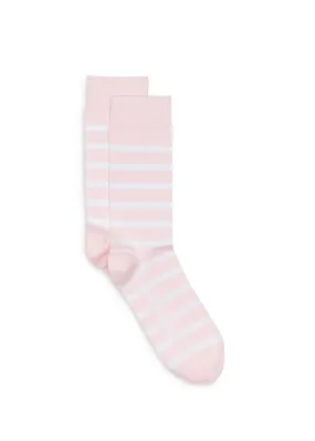 Striped socks - in cotton jersey (ROSE/BLANC)