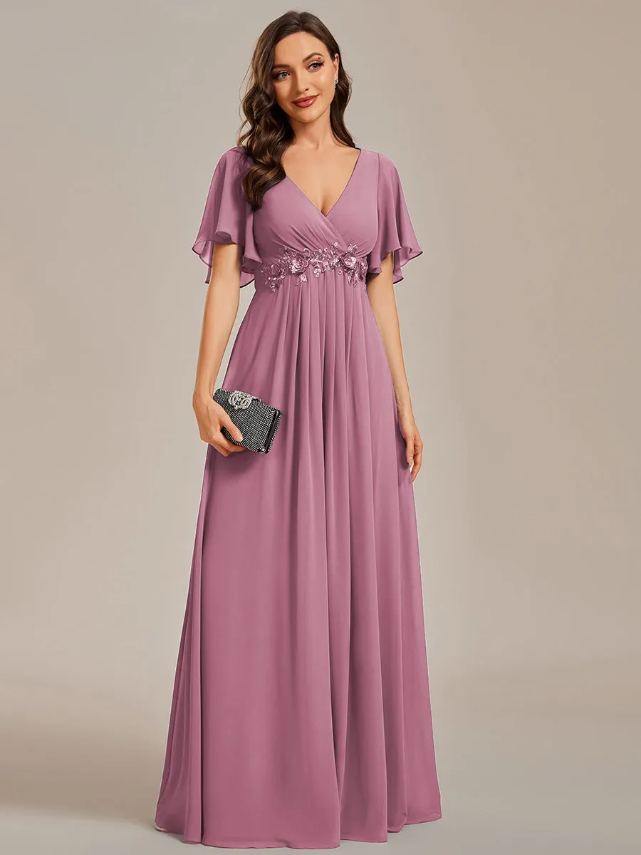 SYLVIA ELEGANT CHIFFON FLOATING SLEEVE DRESS