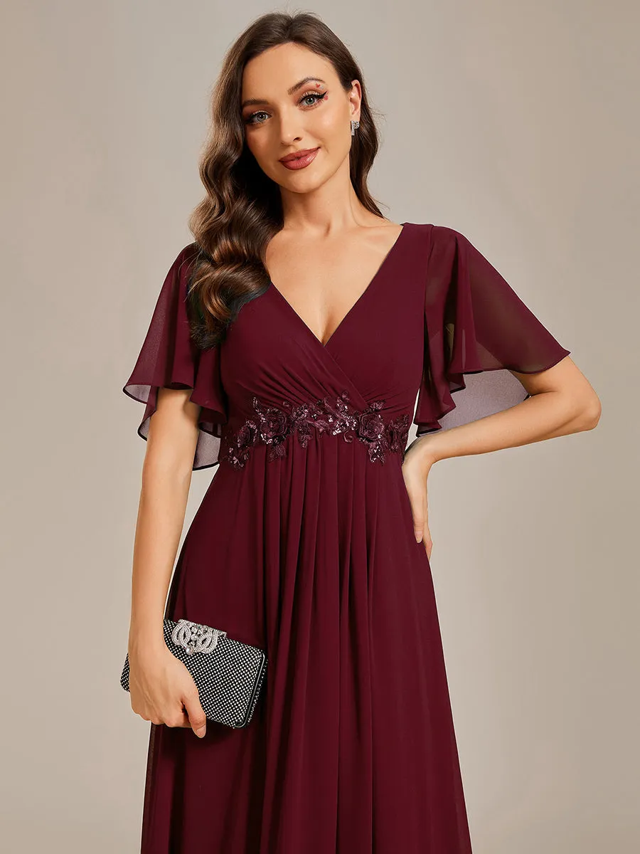 SYLVIA ELEGANT CHIFFON FLOATING SLEEVE DRESS