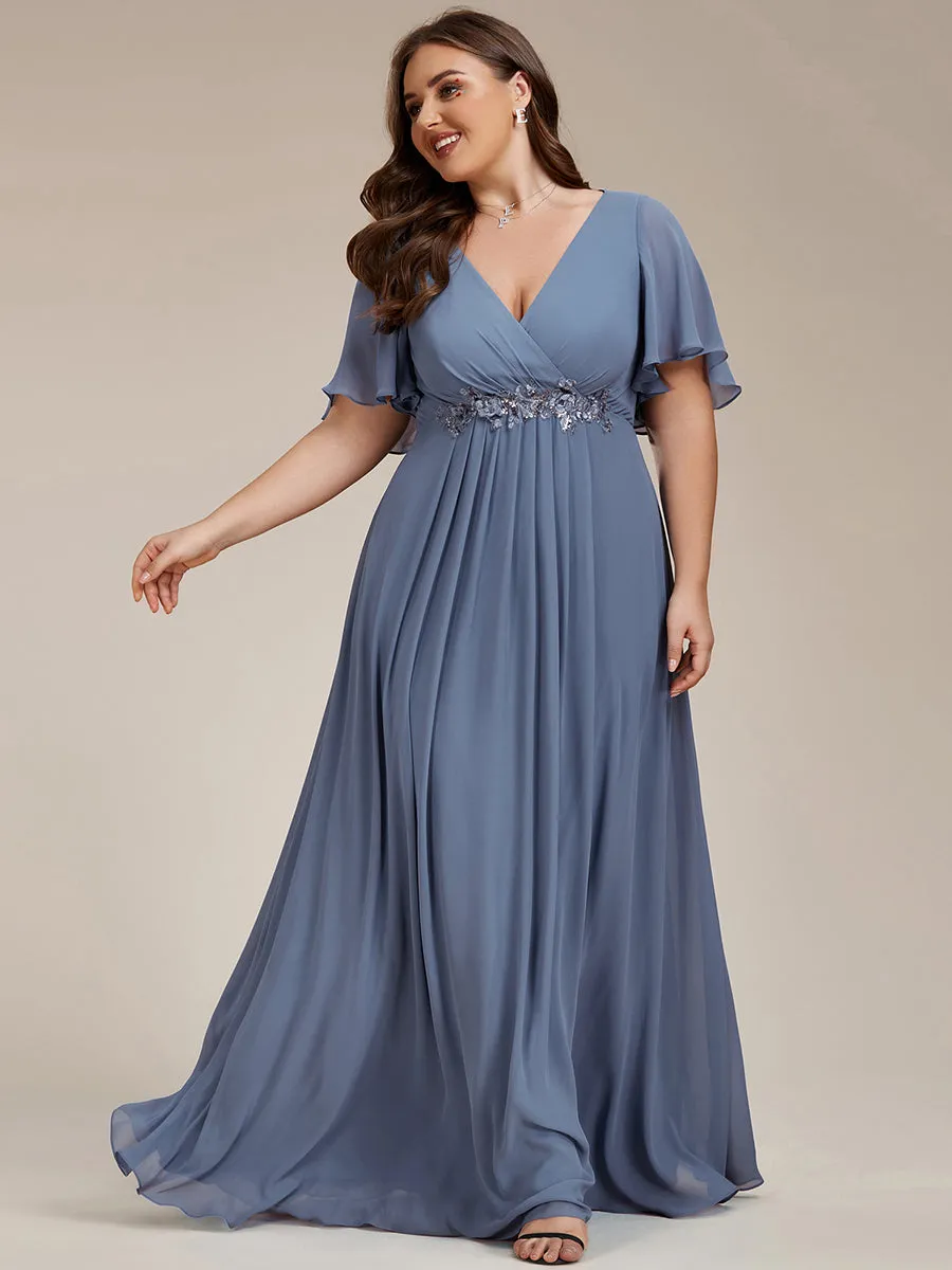 SYLVIA ELEGANT CHIFFON FLOATING SLEEVE DRESS