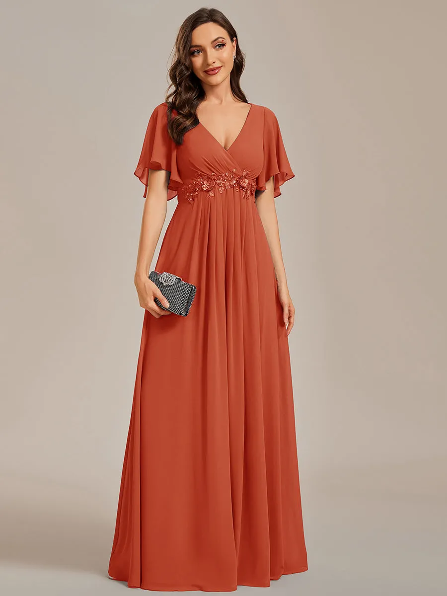 SYLVIA ELEGANT CHIFFON FLOATING SLEEVE DRESS