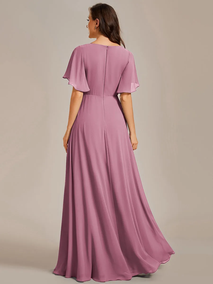 SYLVIA ELEGANT CHIFFON FLOATING SLEEVE DRESS