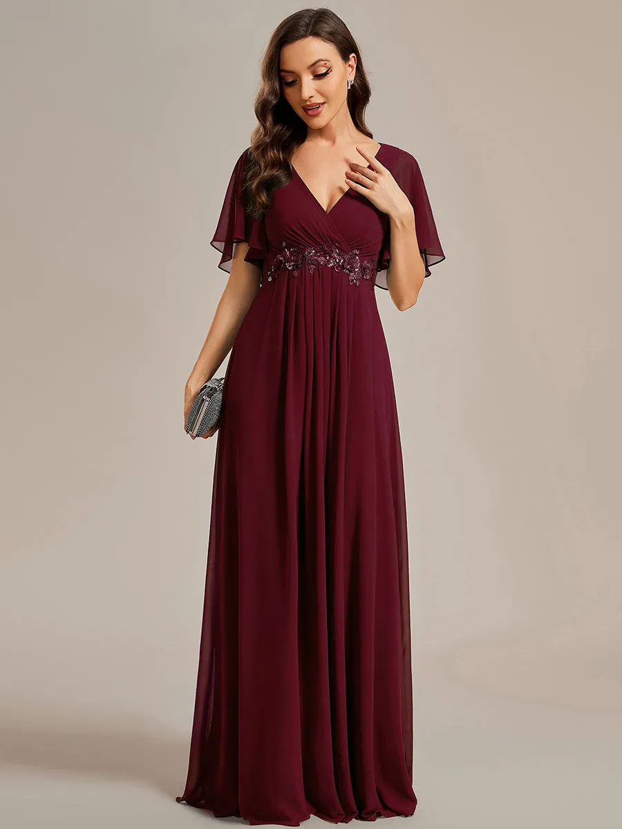 SYLVIA ELEGANT CHIFFON FLOATING SLEEVE DRESS