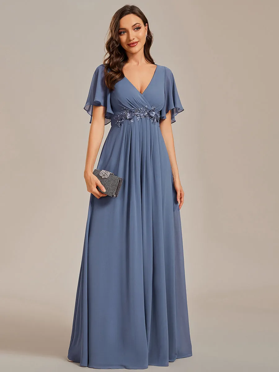 SYLVIA ELEGANT CHIFFON FLOATING SLEEVE DRESS