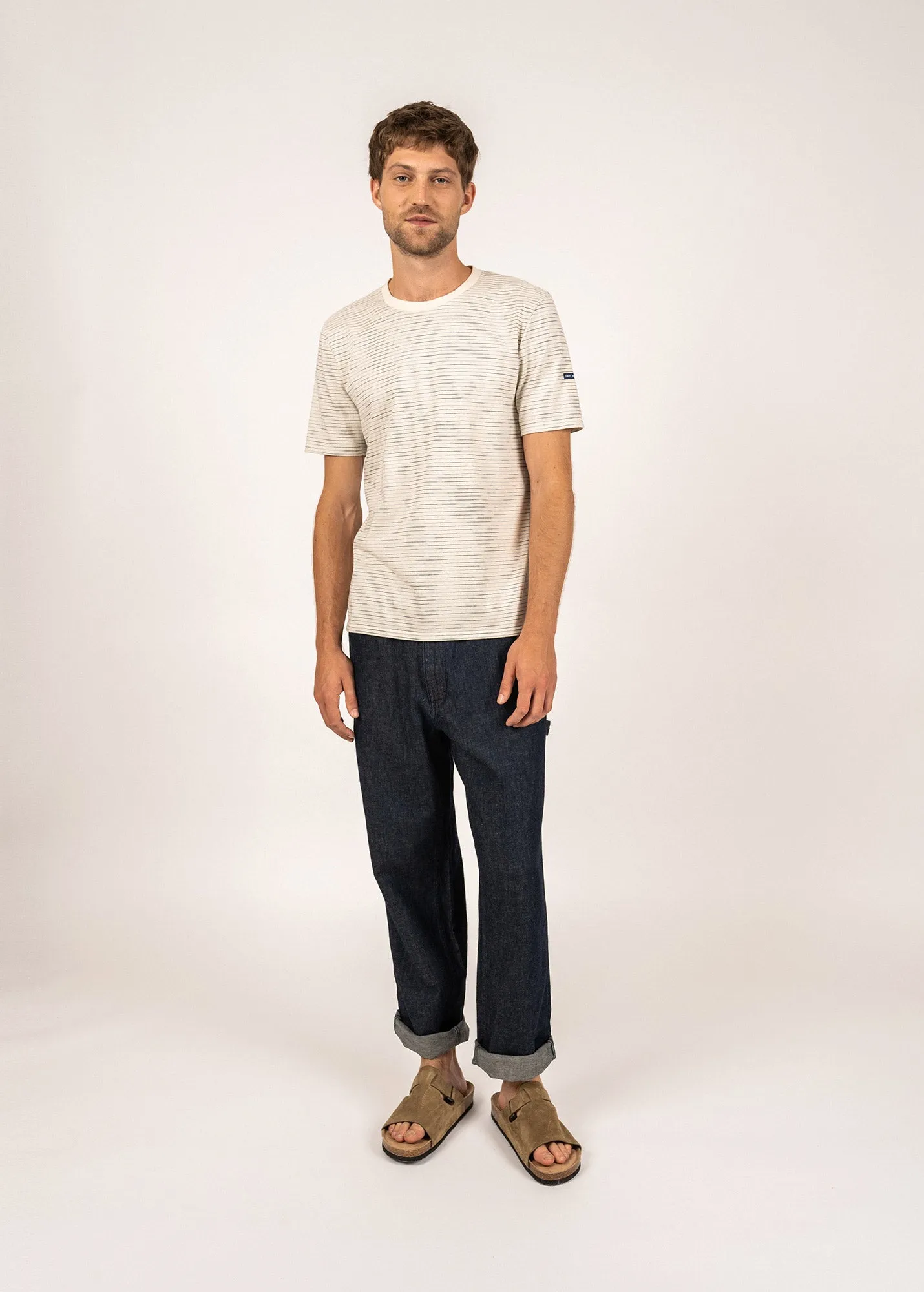 Touques thin stripe t-shirt - in cotton (NATUREL/INDIGO)