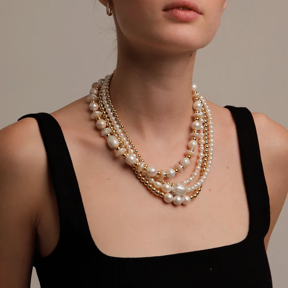 TRI PEARL ACCENT GOLDEN NECKLACE