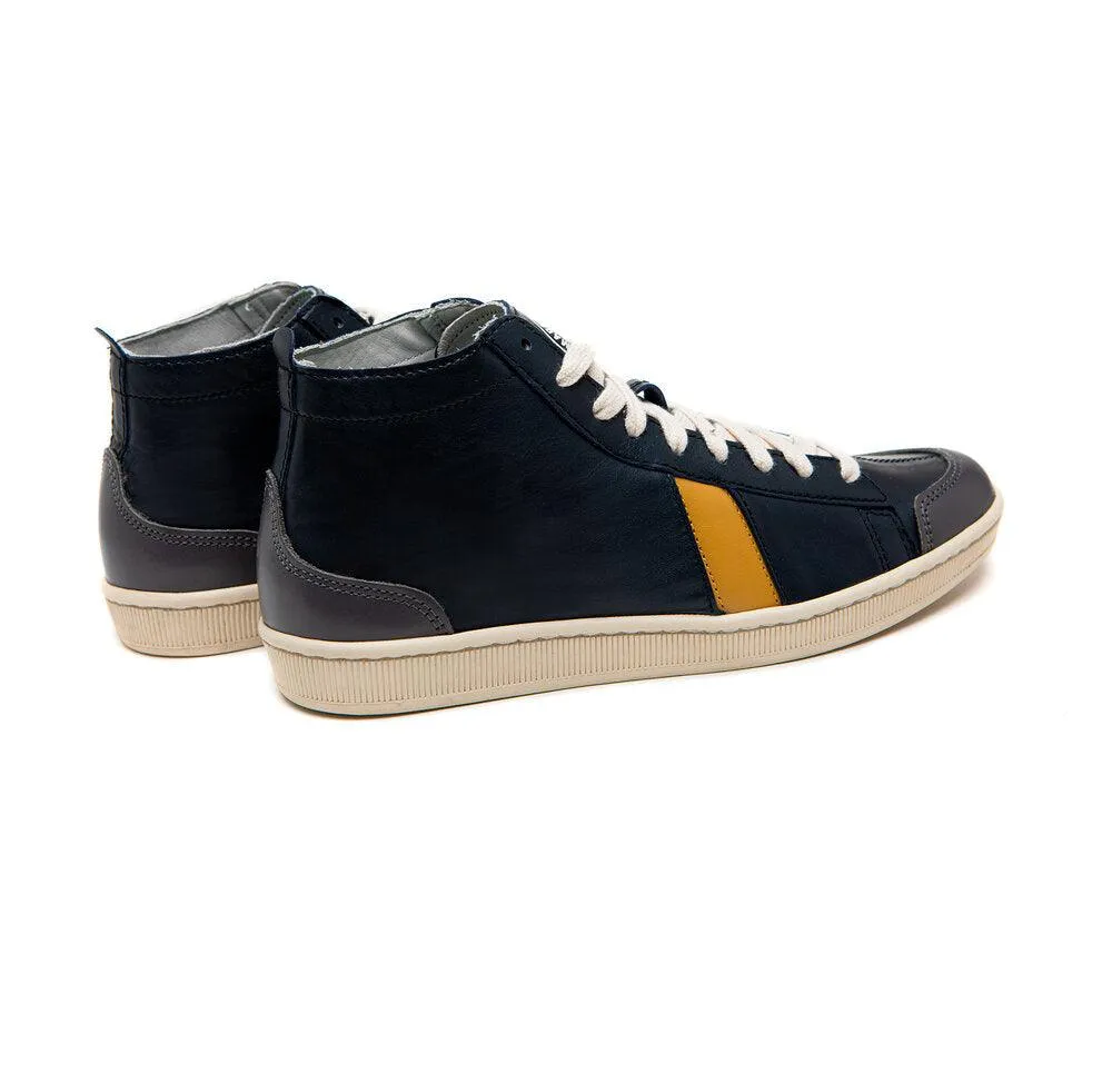 Tsagué Leather Navy Yellow Grey