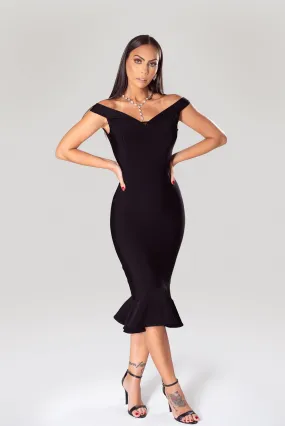 Vestido de Bandagem Midi Preto