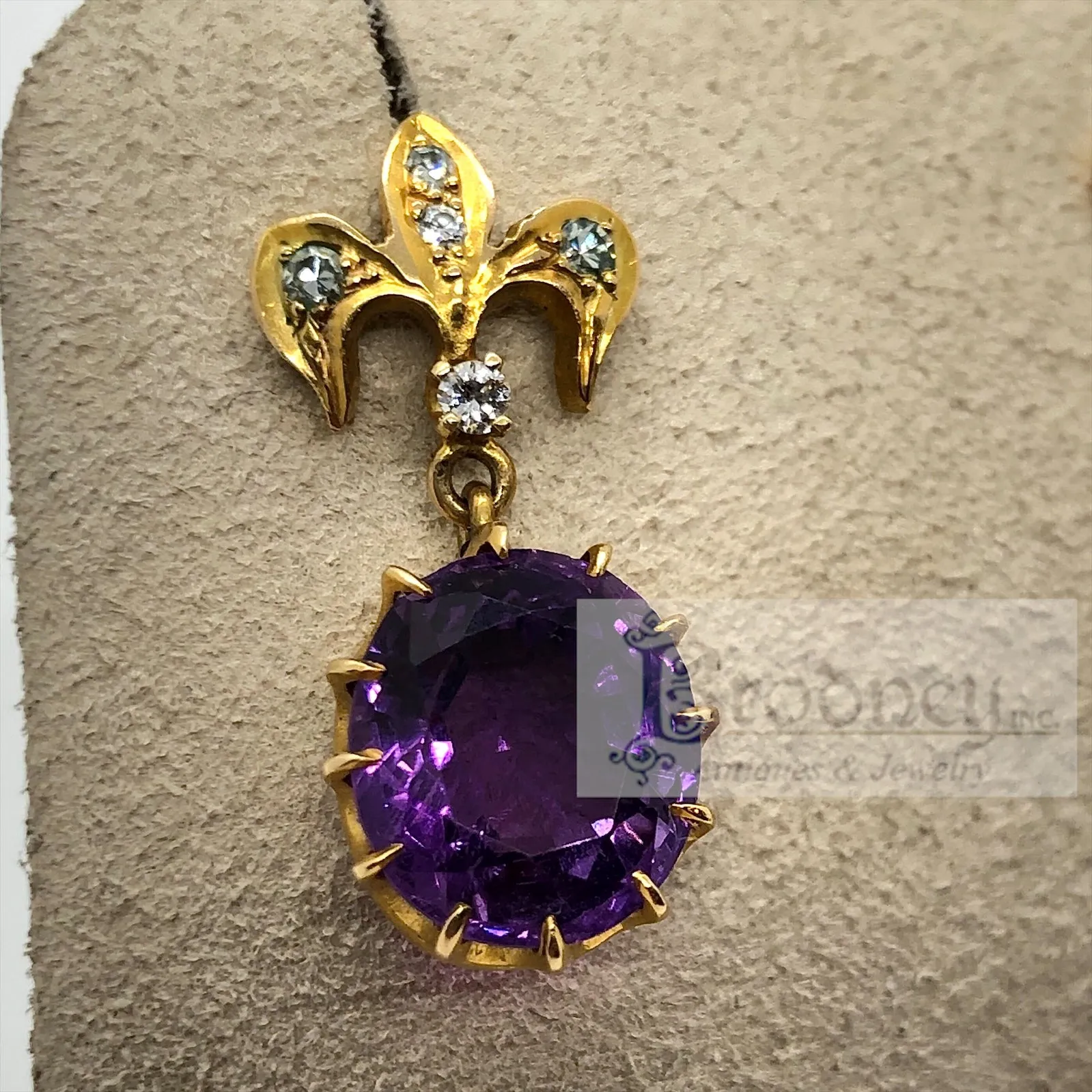 Victorian 14Kt Gold Amethyst and Diamond Earrings