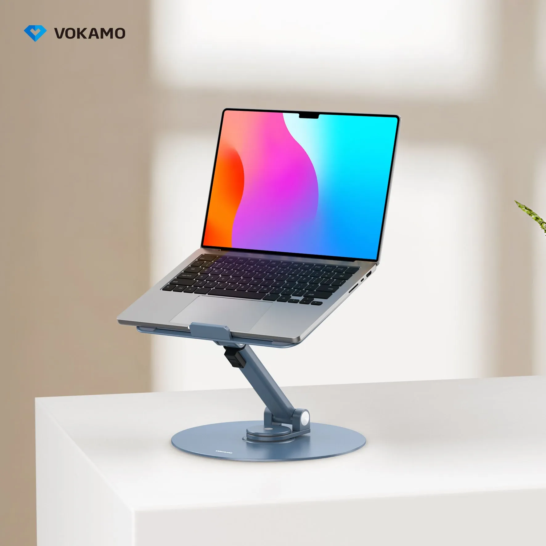 VOKAMO Laptop Stand 360 Rotating Base Foldable Alloy Laptop Holder Riser