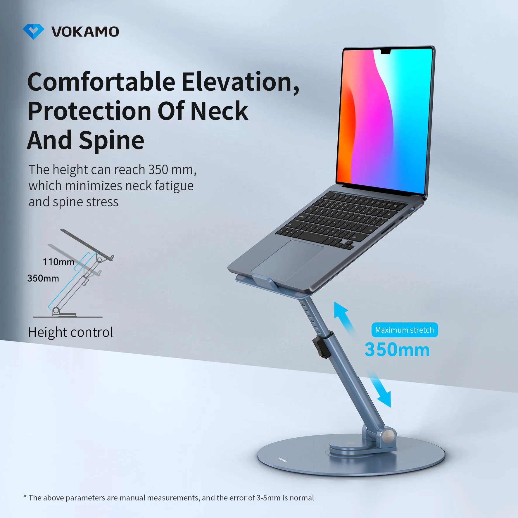 VOKAMO Laptop Stand 360 Rotating Base Foldable Alloy Laptop Holder Riser